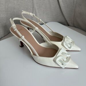 Mango Slingback Heel Pumps/ Shoes Ivory Color Size 6